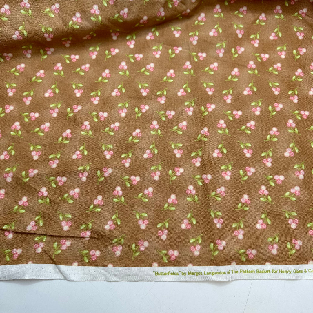 Learning Embroidery Roses - Cotton Woven - Beige/Pink Floral - 2.15M Bundle