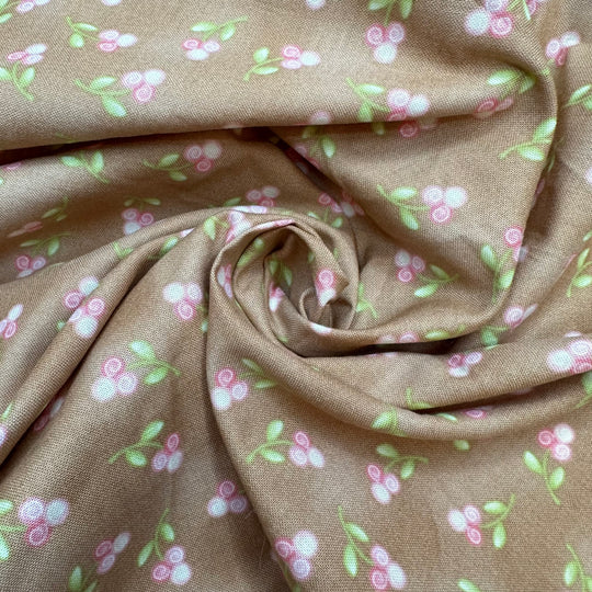 Learning Embroidery Roses - Cotton Woven - Beige/Pink Floral - 2.15M Bundle