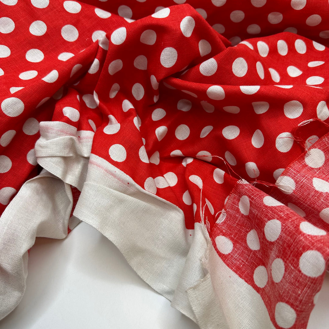 Mini Mouse Couture - Vintage Gauze Cotton Woven - Red/White Polka Dots - 0.9M Bundle