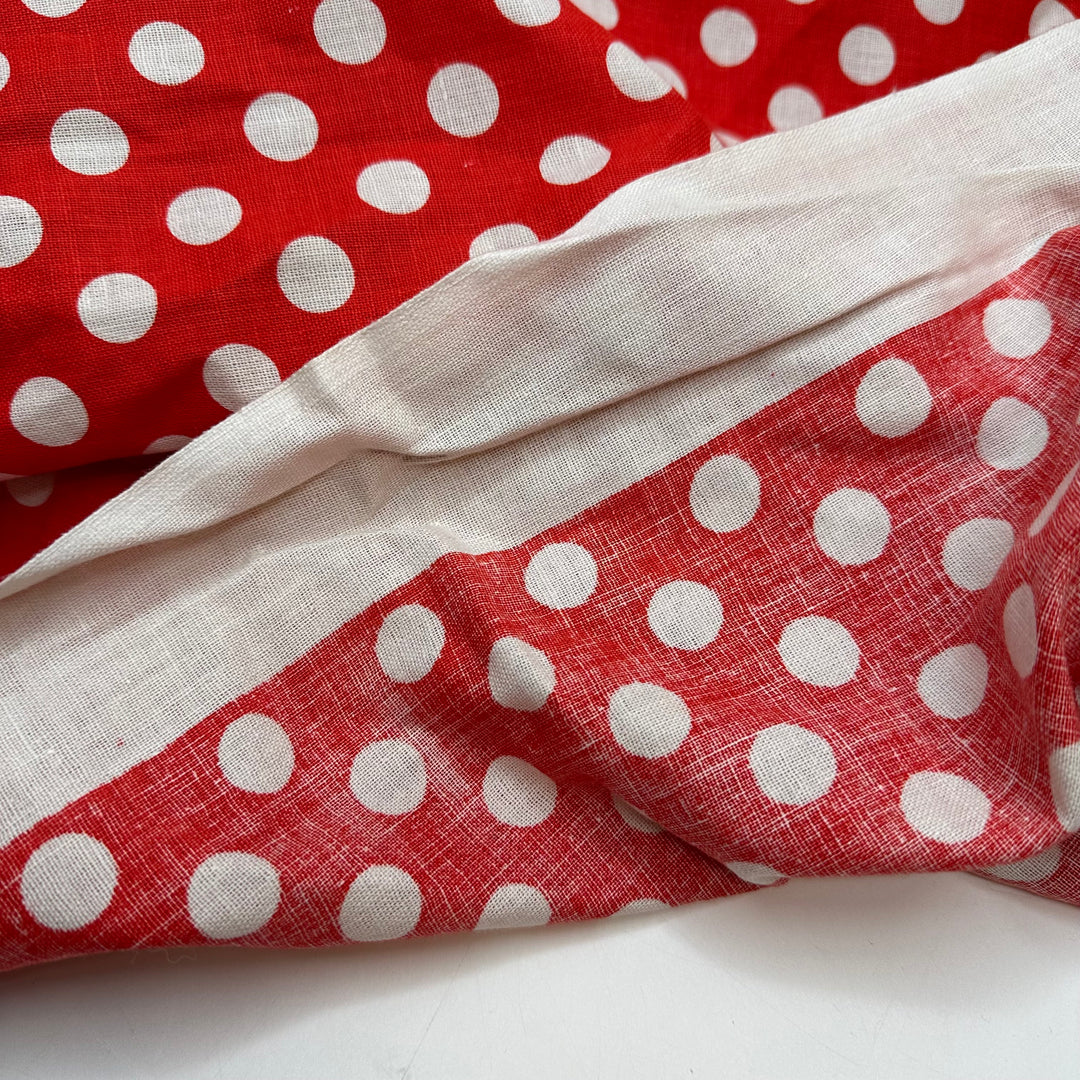 Mini Mouse Couture - Vintage Gauze Cotton Woven - Red/White Polka Dots - 0.9M Bundle