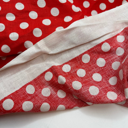 Mini Mouse Couture - Vintage Gauze Cotton Woven - Red/White Polka Dots - 0.9M Bundle