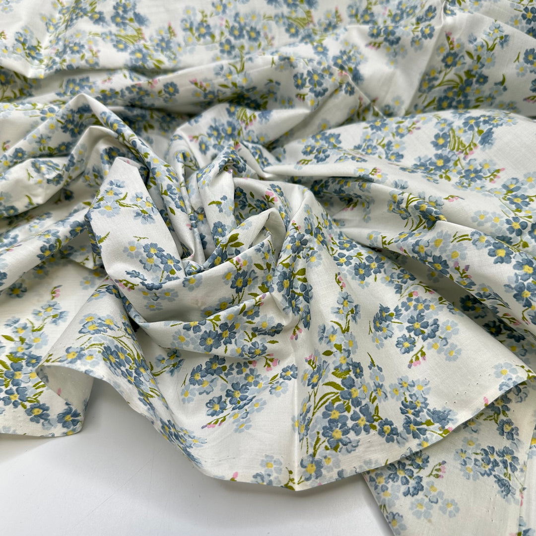 Bringing Him Flowers - Cotton Blend Woven - White Multi Floral - 2.7M Bundle