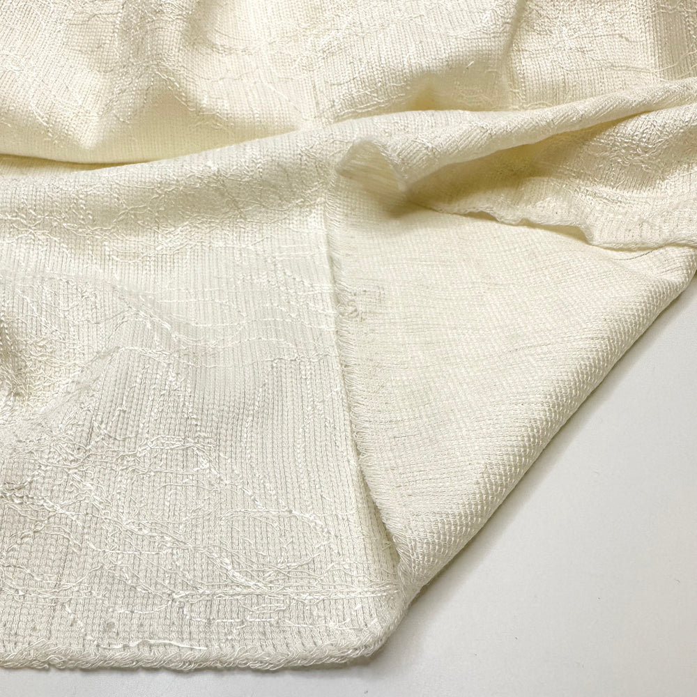 Interconnected - Embroidered Rib Weave Cotton/Poly Woven - Cream - 3M Bundle
