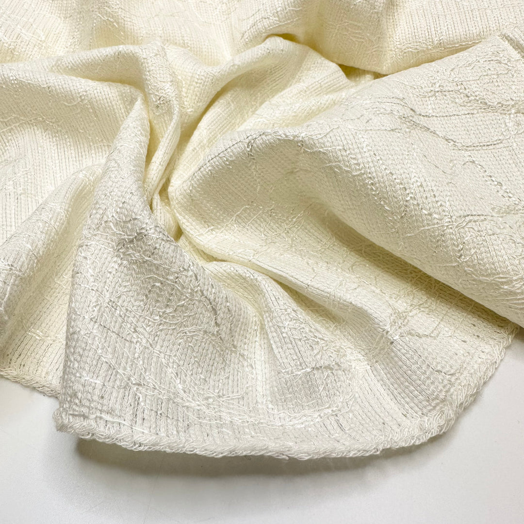 Interconnected - Embroidered Rib Weave Cotton/Poly Woven - Cream - 3M Bundle