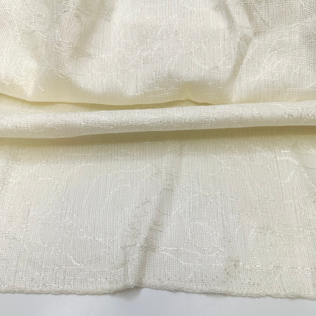 Interconnected - Embroidered Rib Weave Cotton/Poly Woven - Cream - 3M Bundle