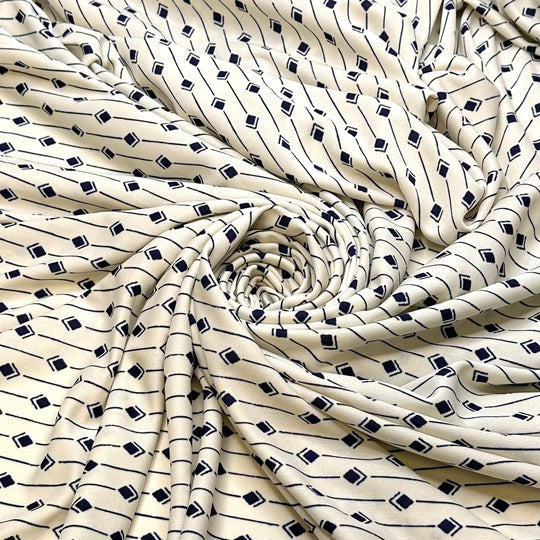 UB - Trying To Read A Map - Poly Knit - Cream/Navy Geometric - 1.35M Bundle