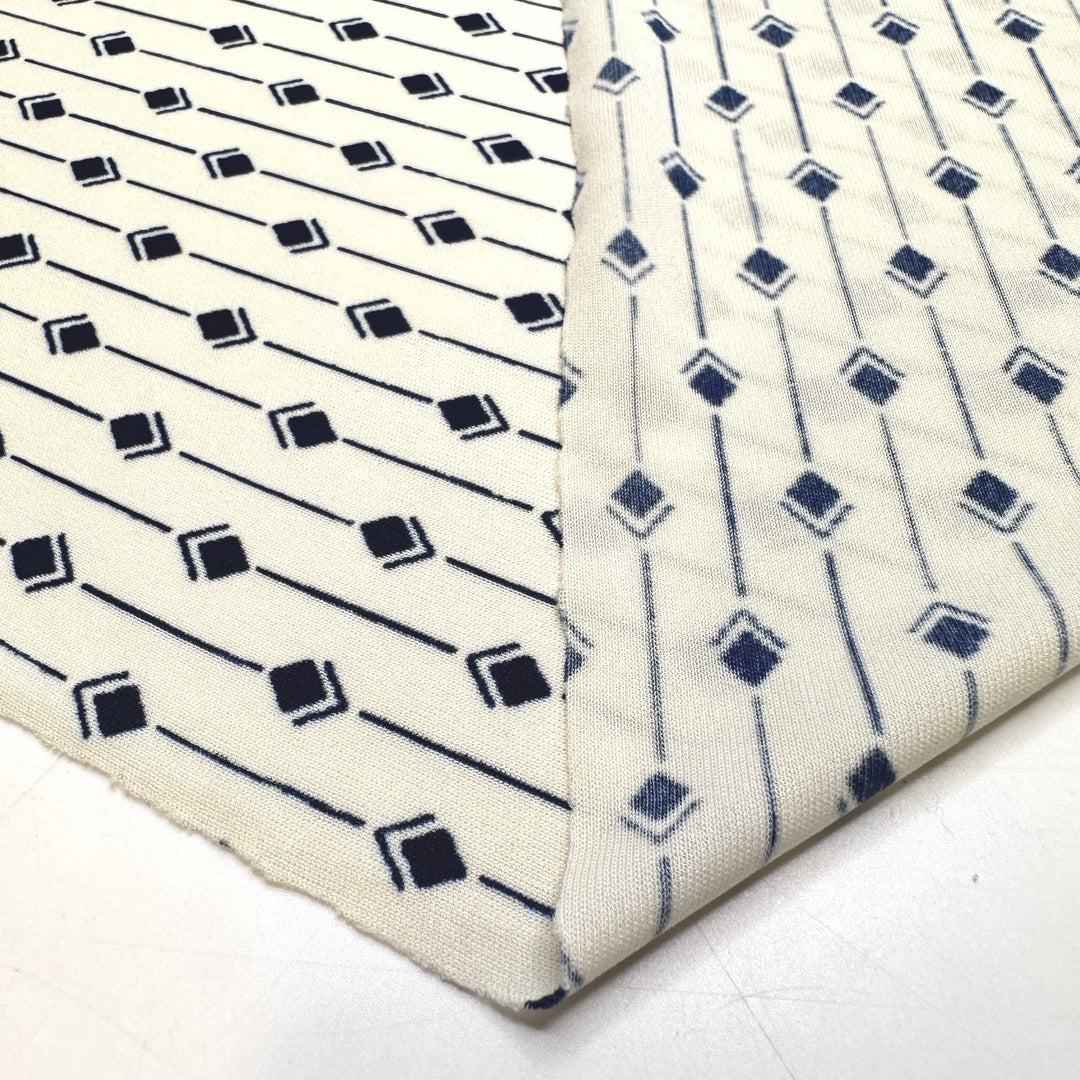 UB - Trying To Read A Map - Poly Knit - Cream/Navy Geometric - 1.35M Bundle