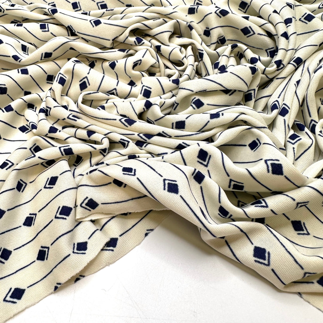 UB - Trying To Read A Map - Poly Knit - Cream/Navy Geometric - 1.35M Bundle