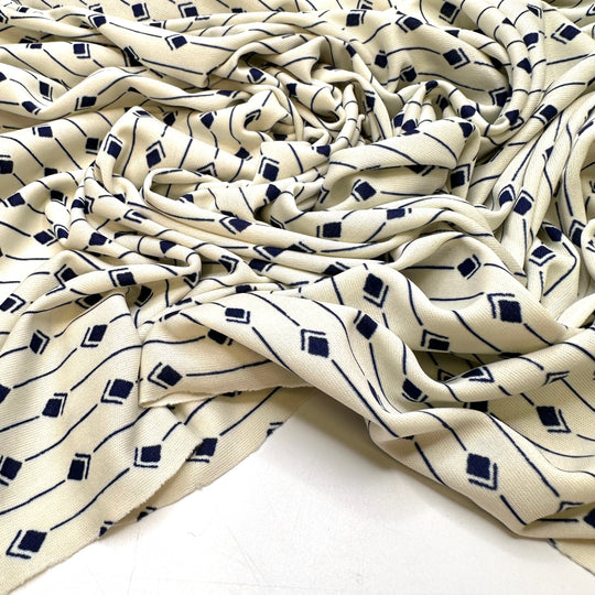 UB - Trying To Read A Map - Poly Knit - Cream/Navy Geometric - 1.35M Bundle