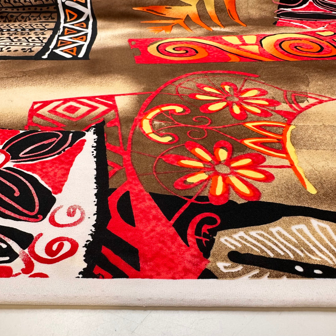 UB - Going To An Art Gallery - Polyester Blend Knit - Light Brown Multi Abstract - 0.9M Bundle