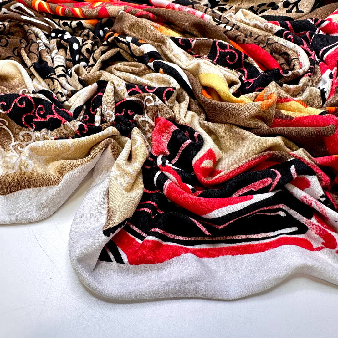 UB - Going To An Art Gallery - Polyester Blend Knit - Light Brown Multi Abstract - 0.9M Bundle