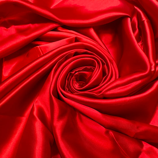 Red Roses From Dad To Mom - Satin Polyester Blend Woven - Red - 1M Bundle