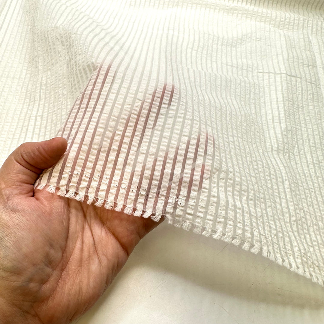Peeking Through The Curtains - Poly/Cotton Woven - White Stripes - 1.6M Bundle