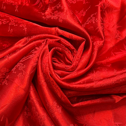 Yass Queen - Brocade Poly Woven - Red Floral - 0.9M Bundle