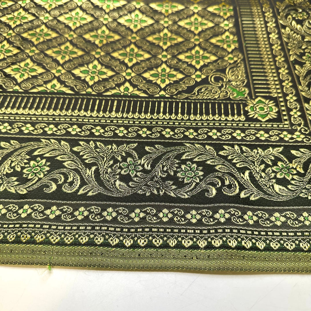 Shimmer Sparkle Shake - Metallic Brocade Poly Woven - Gold/Green - 2M Bundle