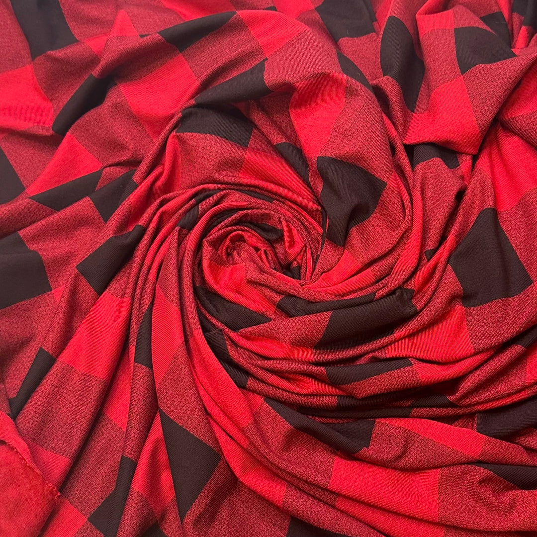 Time To Chop The Competition - Jersey Polyester Blend Knit - Red/Black Plaid - Bundles