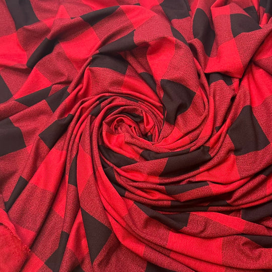 Time To Chop The Competition - Jersey Polyester Blend Knit - Red/Black Plaid - Bundles