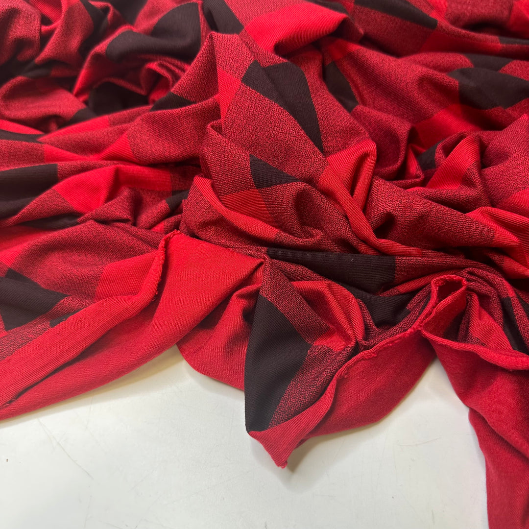 Time To Chop The Competition - Jersey Polyester Blend Knit - Red/Black Plaid - Bundles