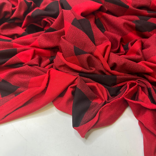 Time To Chop The Competition - Jersey Polyester Blend Knit - Red/Black Plaid - Bundles