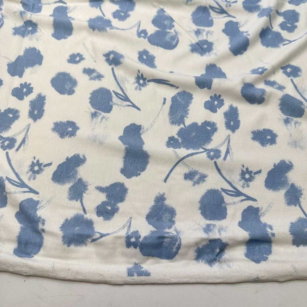 NTF - July 18 - Jersey Bamboo Blend Knit - Light White/Blue Floral - Bundles