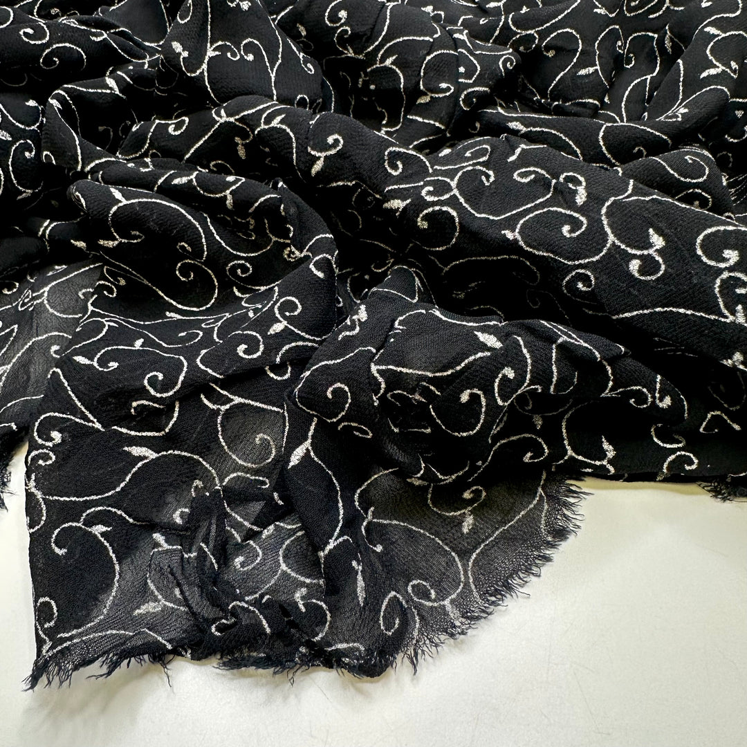 Graffiti In The Garden - Cotton Blend Woven - Black/Silver Floral - 1.9M Bundle