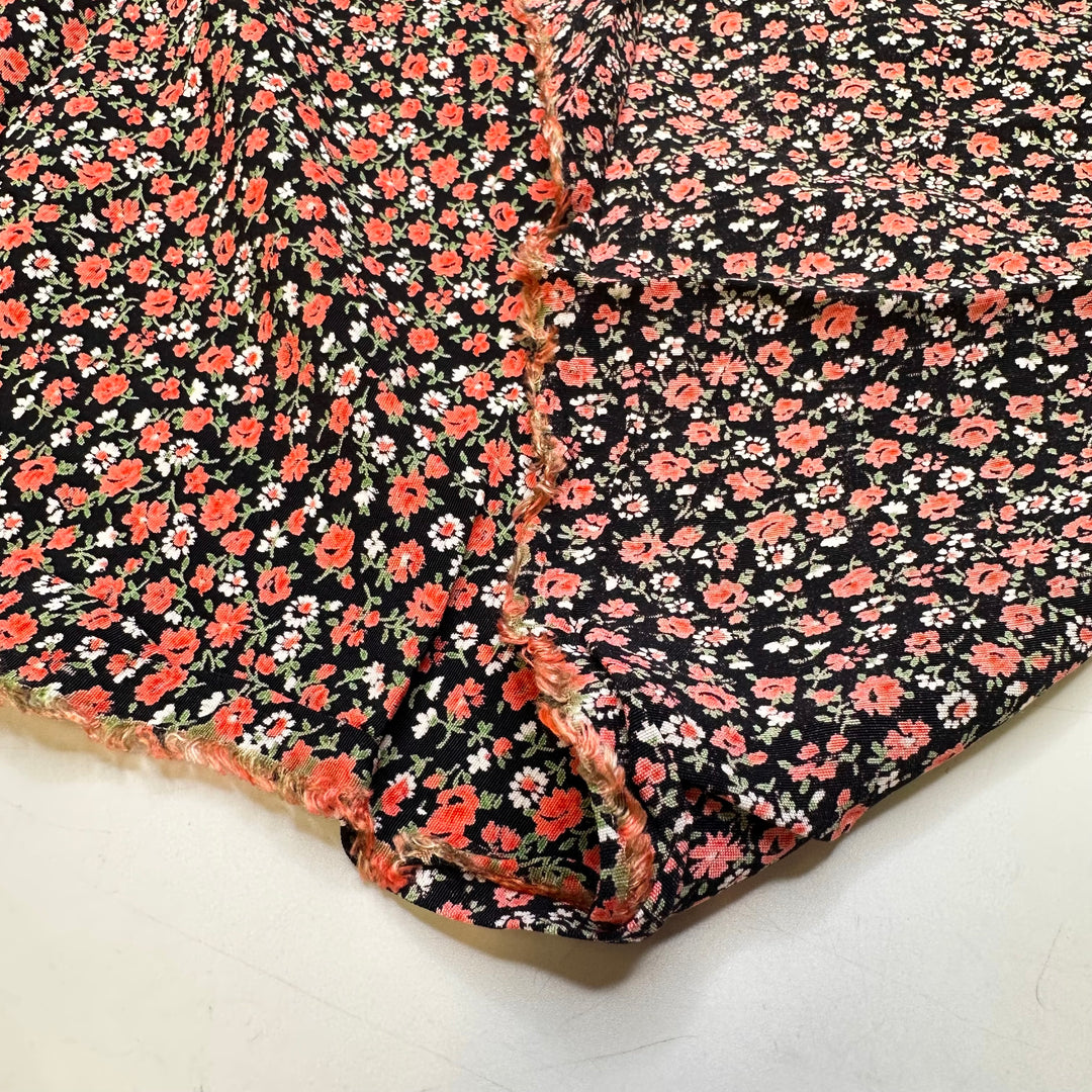 Picking Flowers For You - Cotton Blend Woven - Black/Pink Floral - 1M Bundle