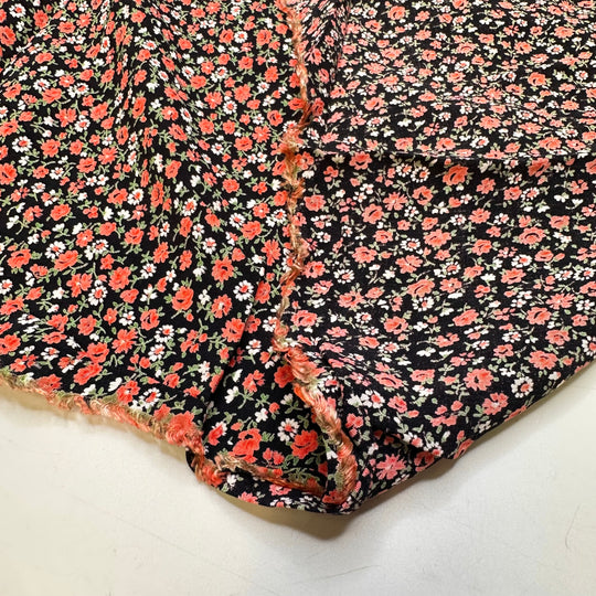 Picking Flowers For You - Cotton Blend Woven - Black/Pink Floral - 1M Bundle