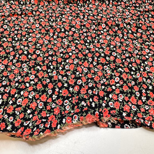 Picking Flowers For You - Cotton Blend Woven - Black/Pink Floral - 1M Bundle