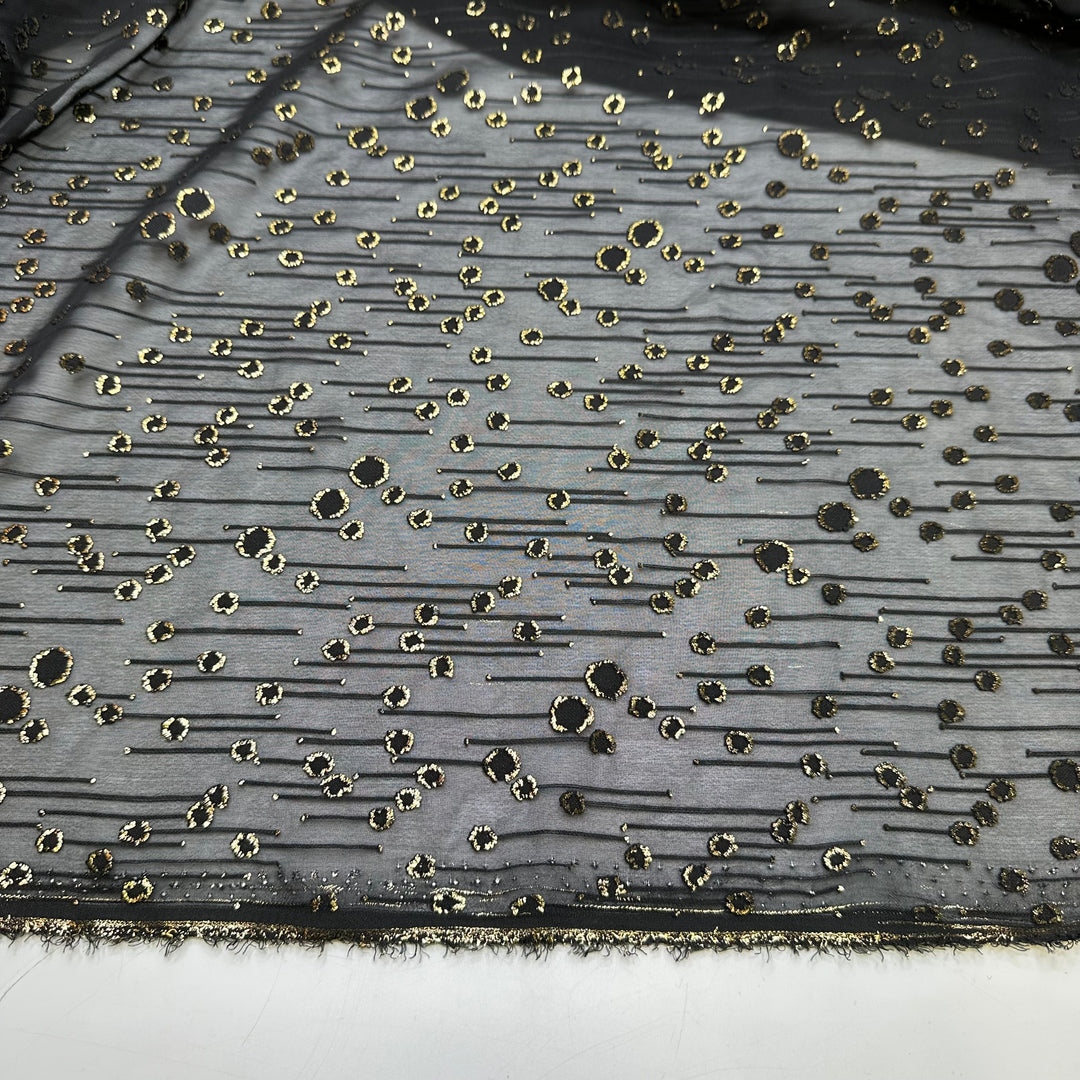UB - Business In The Front - Glitter Chiffon Poly Woven - Black/Gold Stripes And Leopard - Bundles