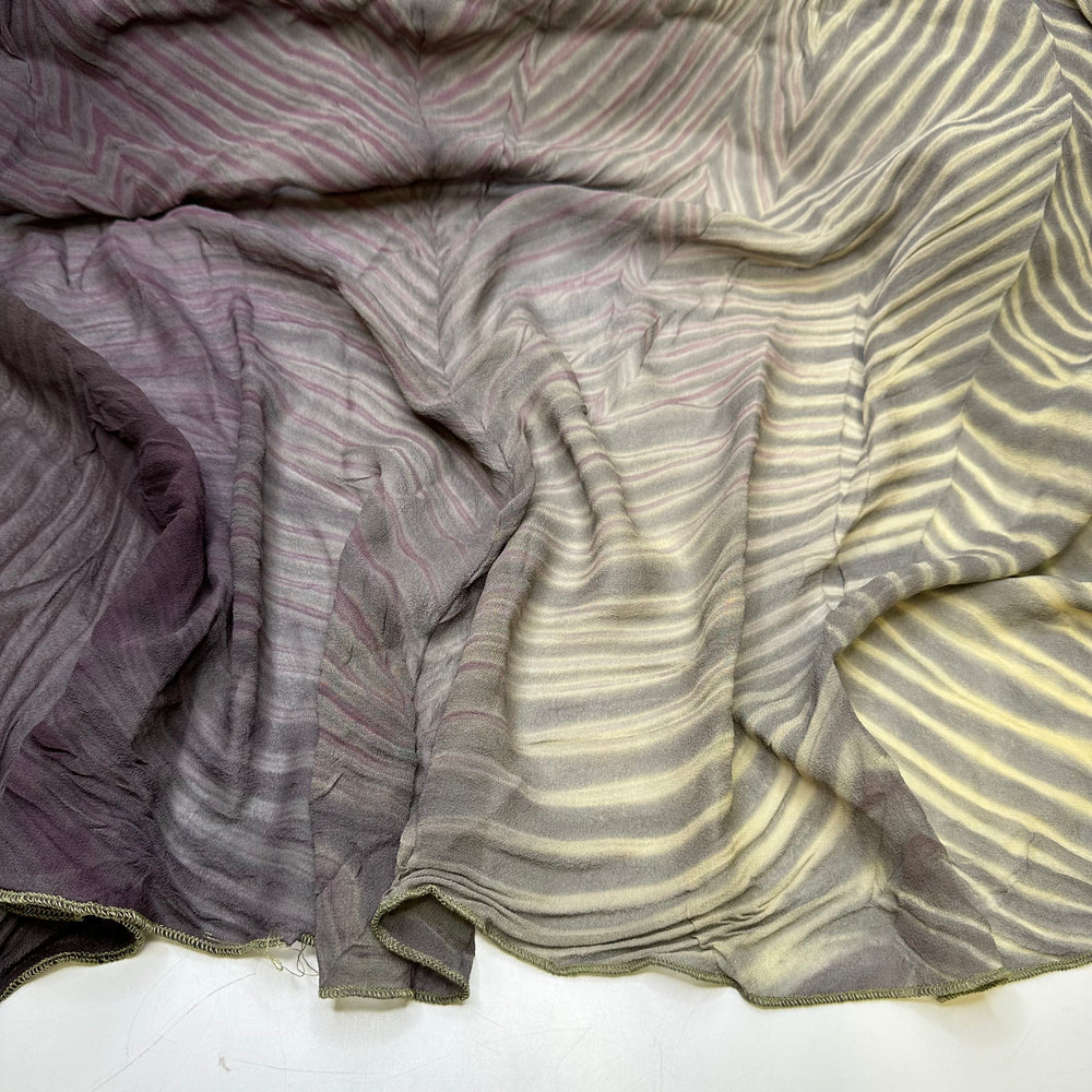 UB - Dramatic Sleeve Swish - Tie Dyed Chiffon Silk Woven - Purple/Beige Ombre - 4.6M Bundle