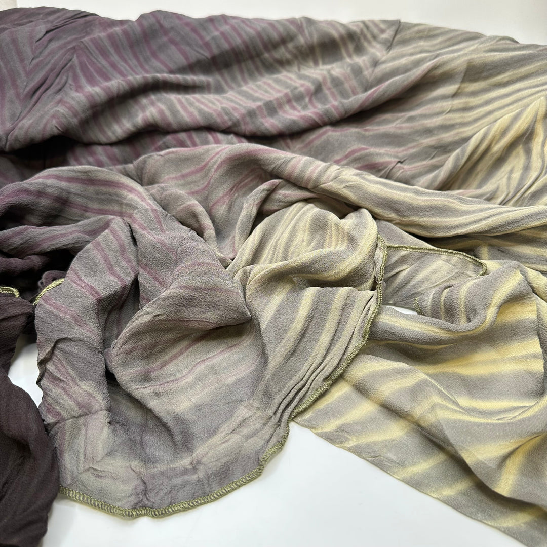 UB - Dramatic Sleeve Swish - Tie Dyed Chiffon Silk Woven - Purple/Beige Ombre - 4.6M Bundle