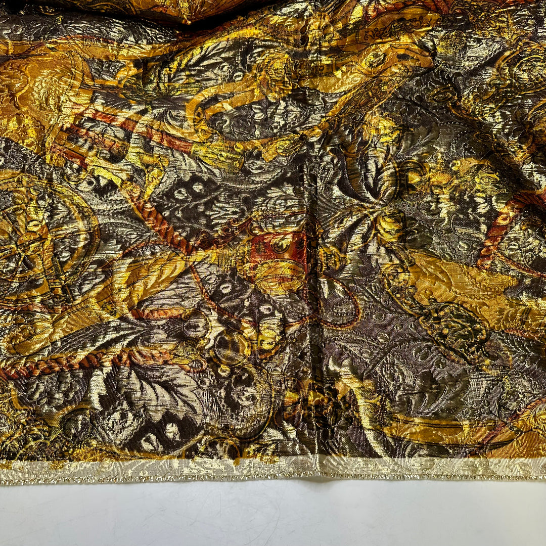 UB - Golden Chariots - Metallic Brocade Nylon/Metallic Woven - Gold/Brown Chariot Motif - 1.55M Bundle