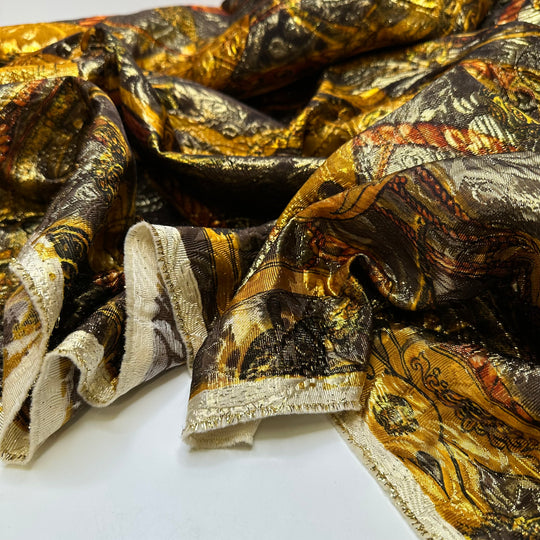 UB - Golden Chariots - Metallic Brocade Nylon/Metallic Woven - Gold/Brown Chariot Motif - 1.55M Bundle