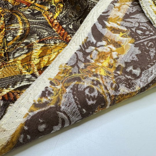 UB - Golden Chariots - Metallic Brocade Nylon/Metallic Woven - Gold/Brown Chariot Motif - 1.55M Bundle