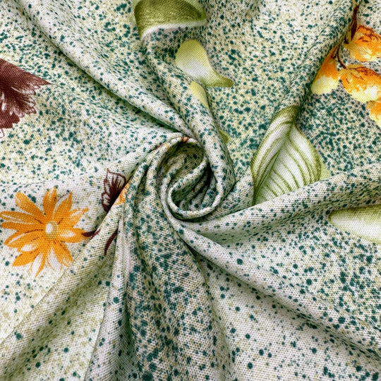 UB - So Ugly It Is Pretty - Vintage Jersey Poly Knit - Light Green Multi Shells Floral And Fruit - 1.45M Bundle