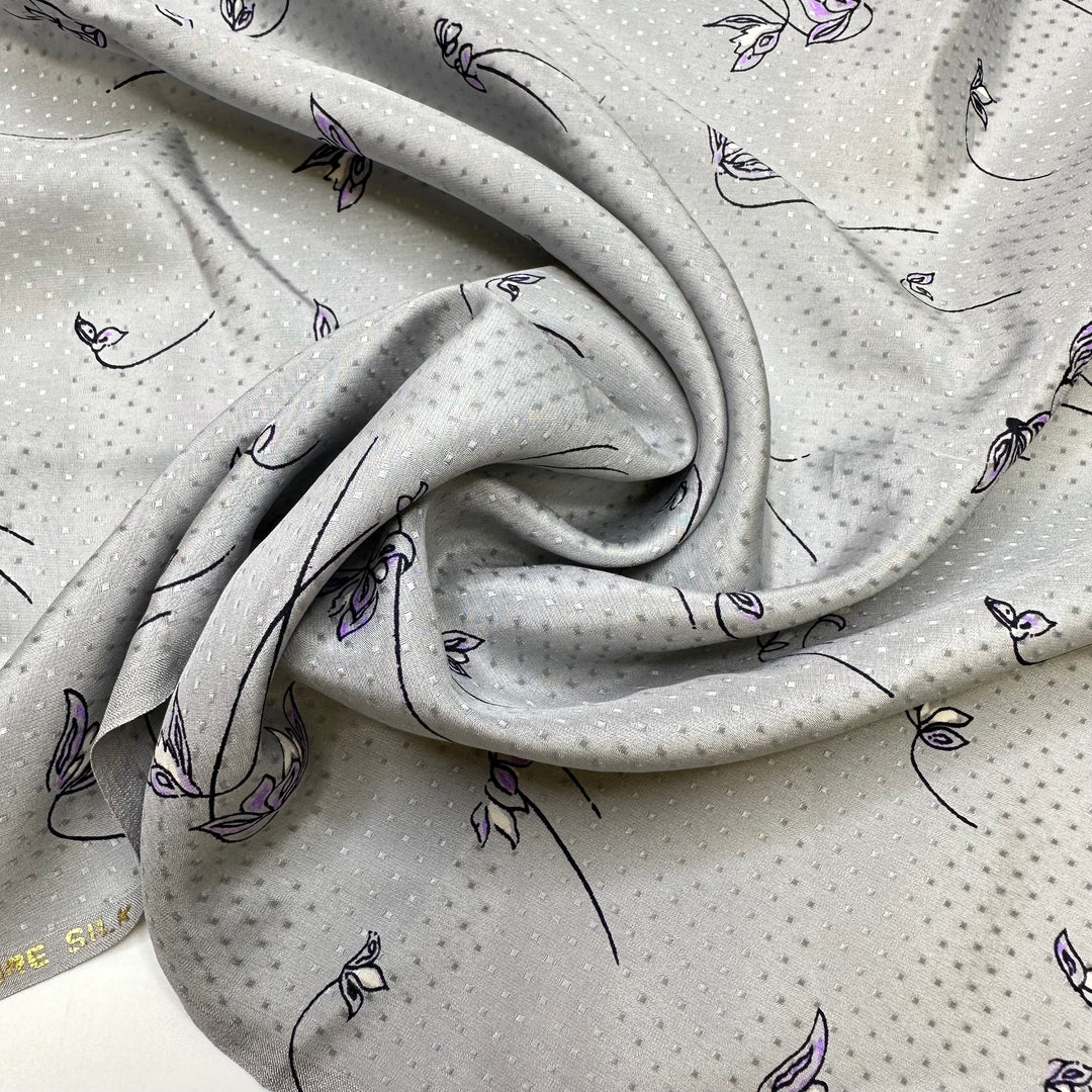 UB - Love Letter - Satin Silk Woven - Silver/Grey Floral - 1.9M Bundle