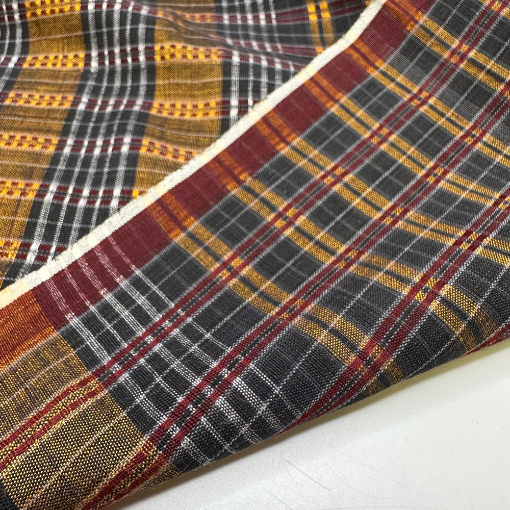 UB - Architecture Digest - Made In Japan Cotton Woven - Burgundy/Navy Plaid Border - 2.45M Bundle