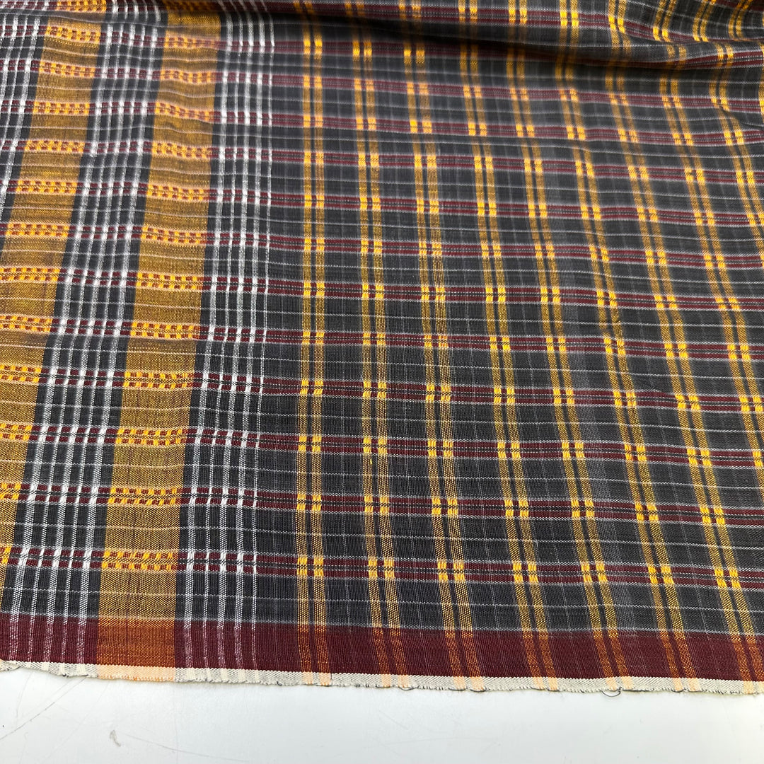 UB - Architecture Digest - Made In Japan Cotton Woven - Burgundy/Navy Plaid Border - 2.45M Bundle