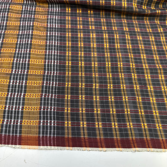 UB - Architecture Digest - Made In Japan Cotton Woven - Burgundy/Navy Plaid Border - 2.45M Bundle