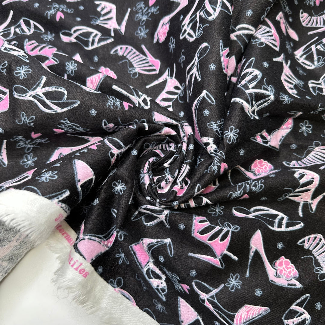 UB - A Girls Best Friend - Flanel Cotton Woven - Black/Pink Shoes - 1.75M Bundle