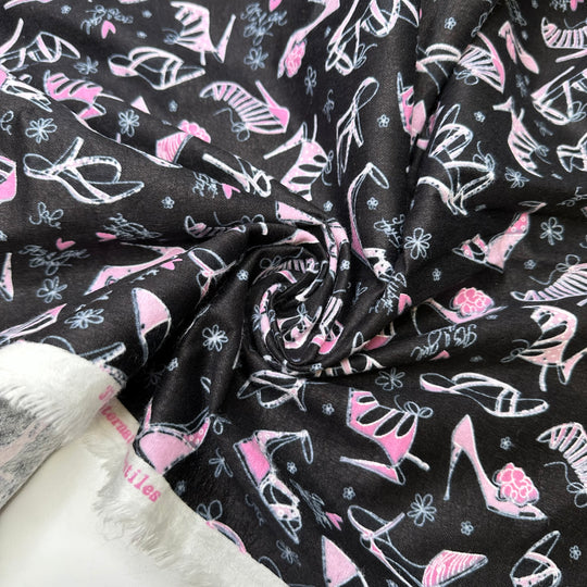 UB - A Girls Best Friend - Flanel Cotton Woven - Black/Pink Shoes - 1.75M Bundle