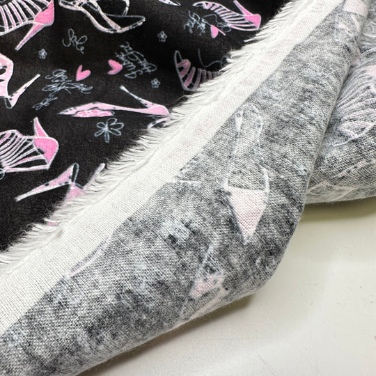 UB - A Girls Best Friend - Flanel Cotton Woven - Black/Pink Shoes - 1.75M Bundle