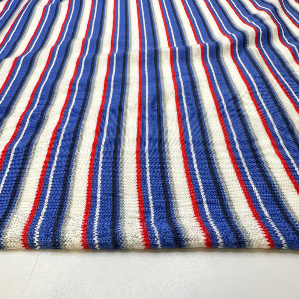 Travelling To The USA - Cotton/Poly Knit - Red/Blue Stripes - 1M Bundle