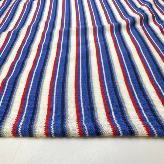 Travelling To The USA - Cotton/Poly Knit - Red/Blue Stripes - 1M Bundle
