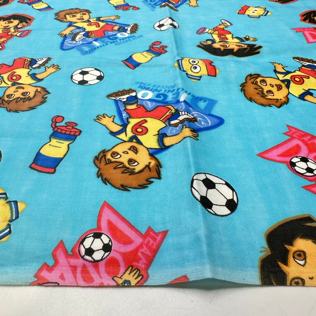 Keeping The Kids Entertained - Fire Retardent Cotton Woven - Light Blue Multi Dora And Diego - 2.15M Bundle