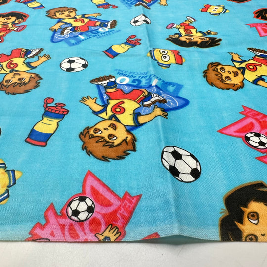 Keeping The Kids Entertained - Fire Retardent Cotton Woven - Light Blue Multi Dora And Diego - 2.15M Bundle