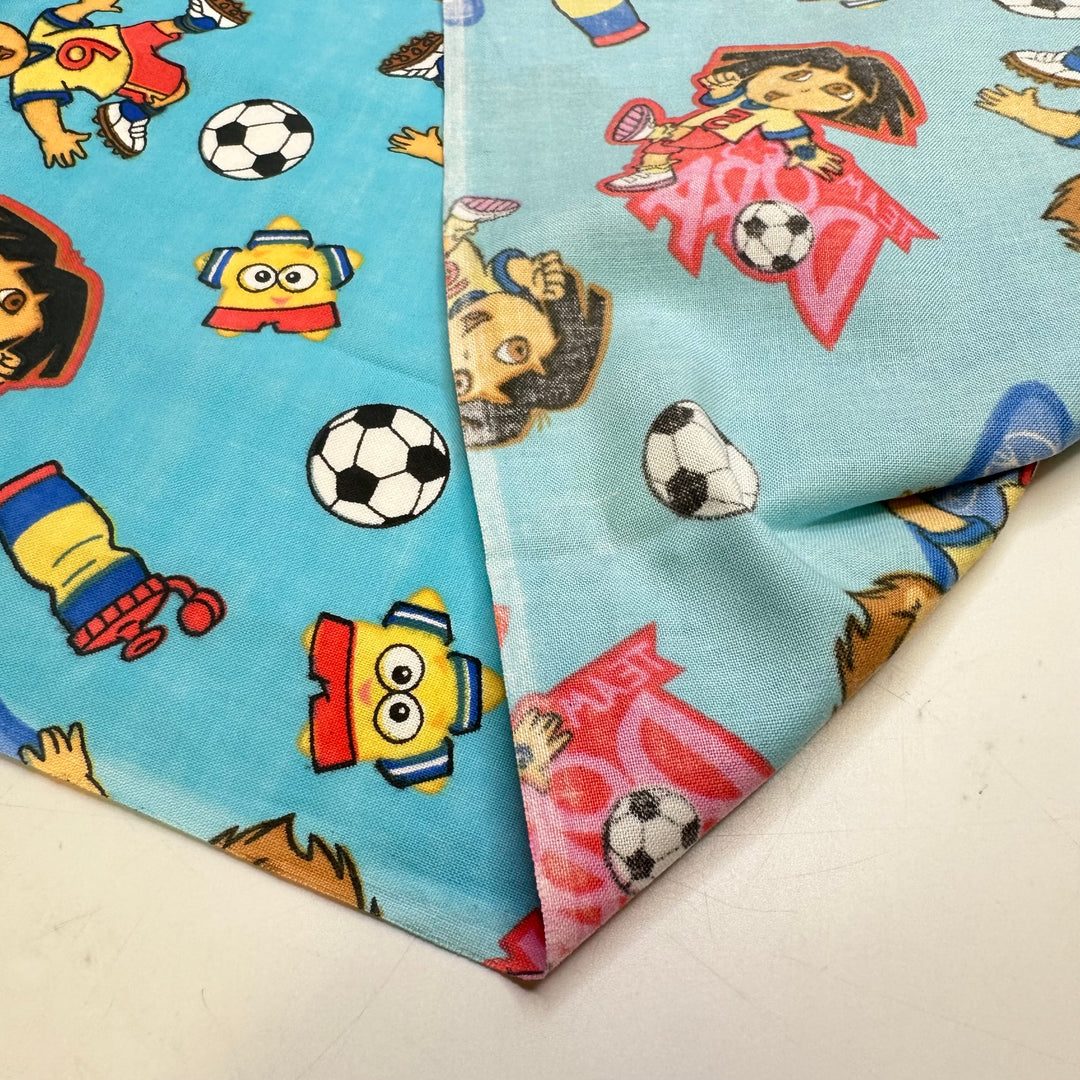 Keeping The Kids Entertained - Fire Retardent Cotton Woven - Light Blue Multi Dora And Diego - 2.15M Bundle