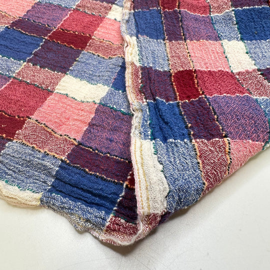 Beach Towel - Cotton Blend Woven - Blue/Red Plaid - 1.8M Bundle