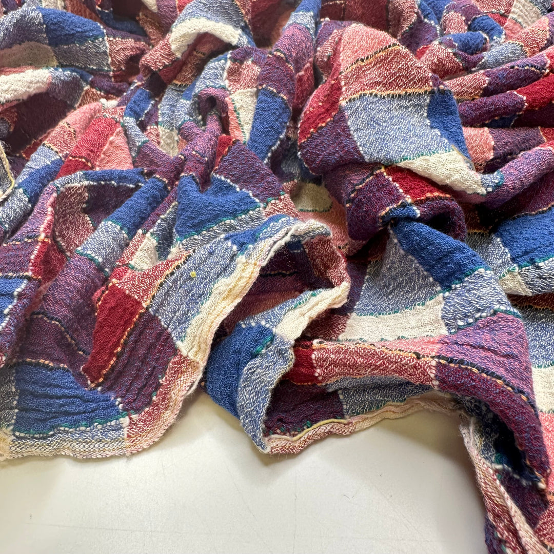 Beach Towel - Cotton Blend Woven - Blue/Red Plaid - 1.8M Bundle