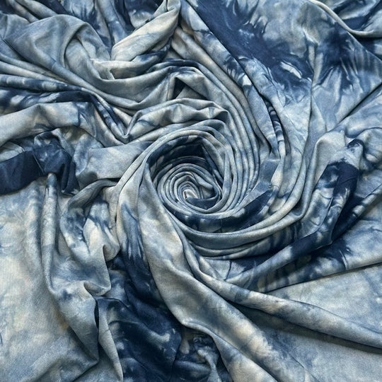 Tranquility On The Water - Jersey Cotton/Rayon Knit - Blue Abstract - Bundles